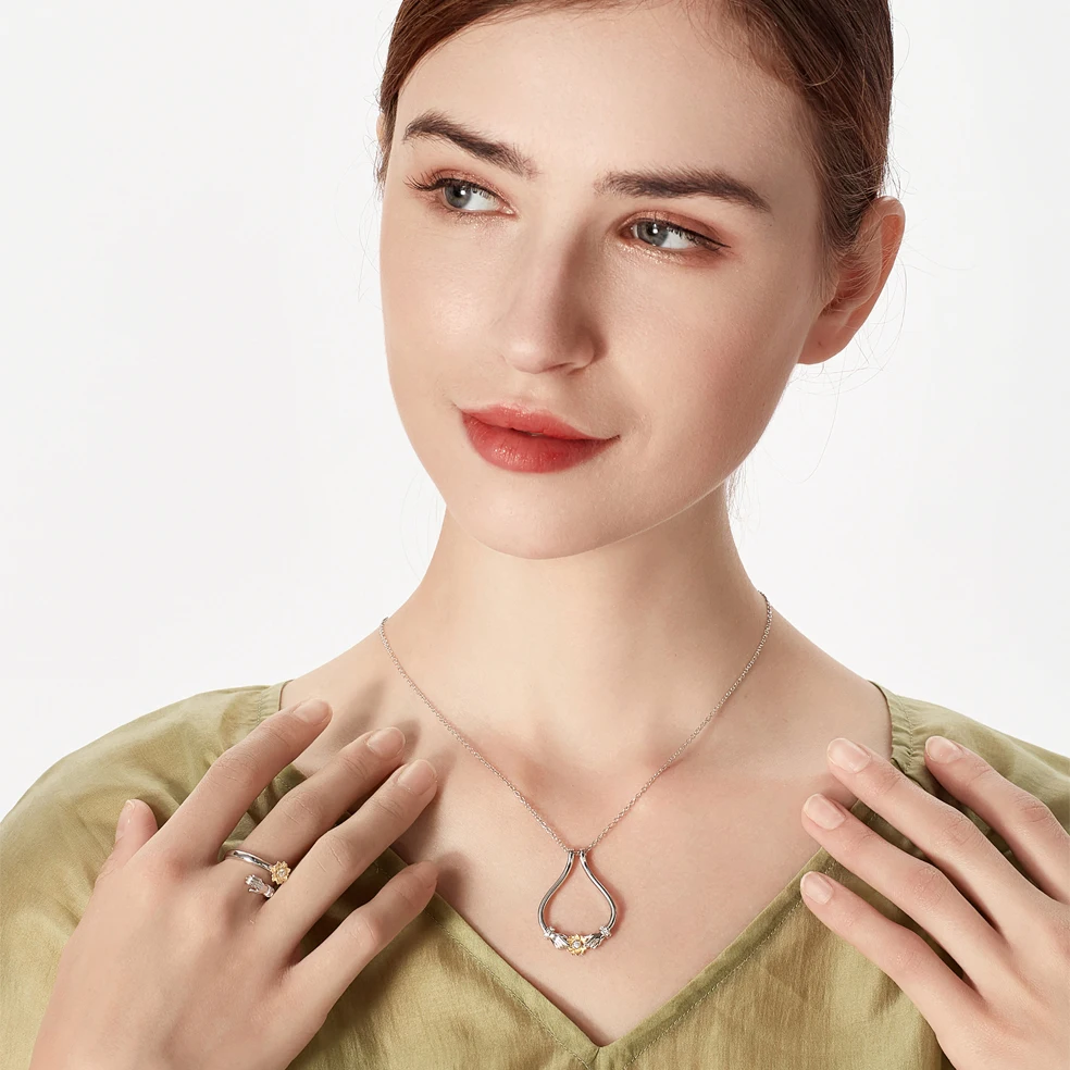 Slovehoony 925 Sterling Silver Sunflower CZ Anxiety Relief Fidget Ring - 'You Are My Sunshine' Spinning Hug Ring for Women