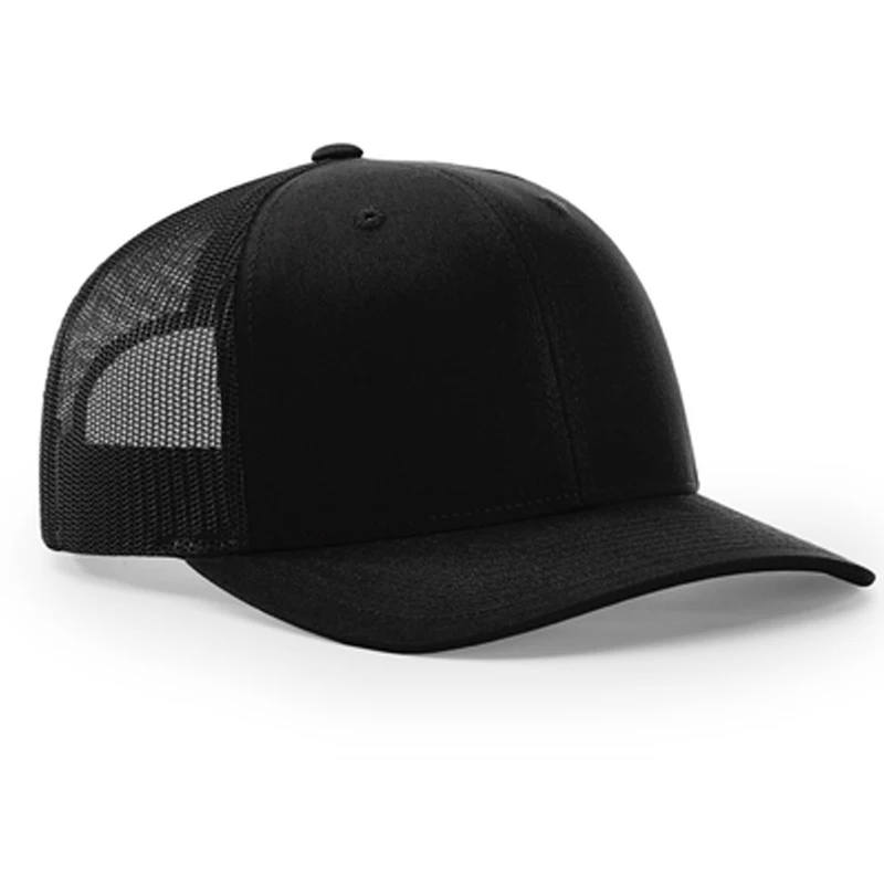 Plain Black 6-Panel Style 112 Snapback Trucker Hat: Blank Mesh Gorras Cap