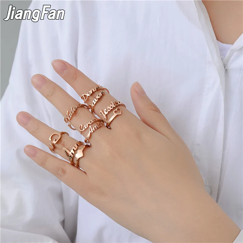 Custom Anillos: Personalized Name Rings for Couples - Adjustable, Silver and 18k Gold Filled, Stainless Steel, Ideal for Women's Jewelry