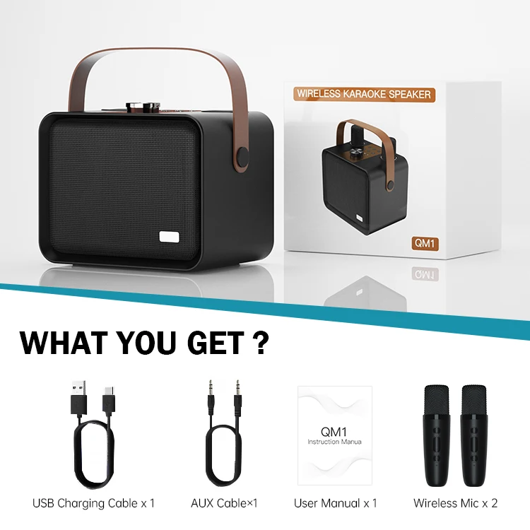 Portable UHF HIFI Wireless Bluetooth Karaoke Amplifier Speaker With Dual Microphones For Home Theater KTV