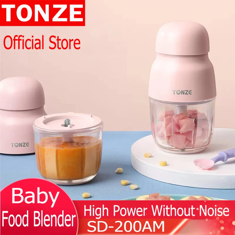 TONZE Mini Electric baby food processor, Fruit Juice mixer, Portable meat grinder Mixing Crush Ice Blender