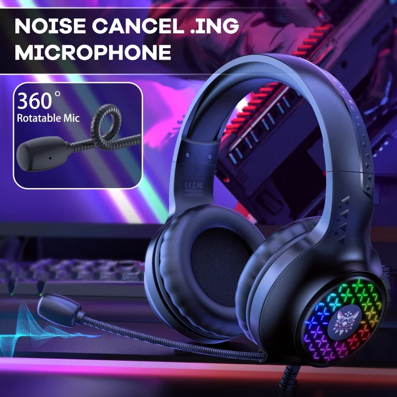 ONIKUMA X7 Pro USB + 3.5mm RGB Lighting Gaming Wired Headset Noise Canceling Communications Headset with 360 Degree Mic