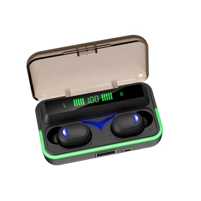 Black TWS E10 Gaming Earbuds: Mini True Wireless In-Ear Headset with Air Power Bank, Noise Cancelling, and Sport Design