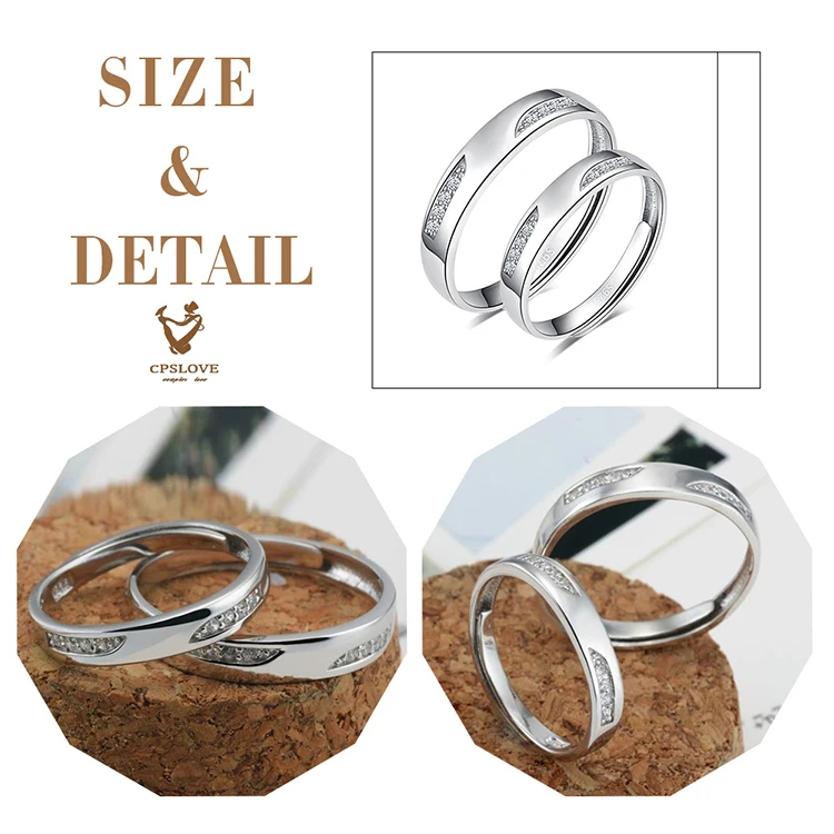 925 Sterling Silver Wedding Ring Set for Couples, Men and Women