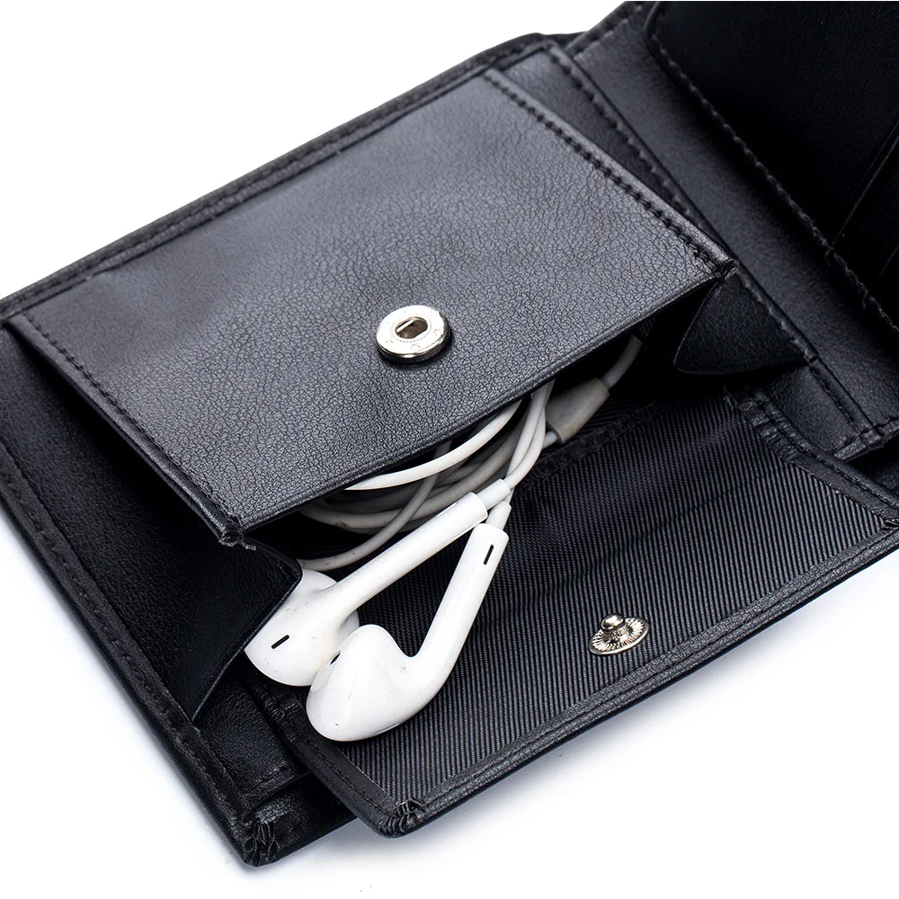 RFID Card Holder Men's Wallets - Travel-Friendly Trifold Cowhide Leather Men's Purse