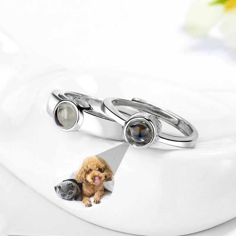 Trending Customized Photo I Love You in 100 Languages Projection 925 Sterling Silver Couple 925 Custom Ring
