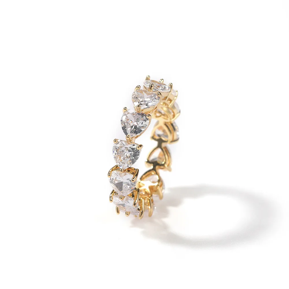 Single Row Heart Design Eternity Ring: AAA Cubic Zirconia, Silver and Rose Gold Plated, Ideal for Women's Wedding Band